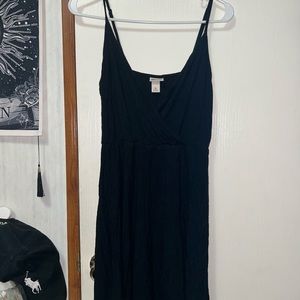 Black V Neck Black Dress